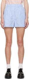 Msgm Striped Track Shorts In 84 Light Blue