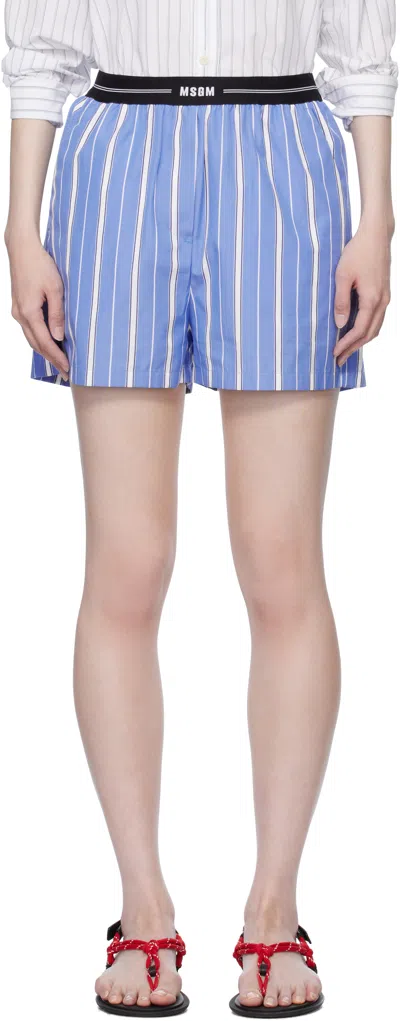 MSGM BLUE STRIPED SHORTS