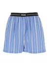 Msgm Cotton Poplin Shorts In Blue