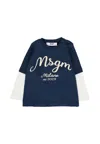 Msgm Blue T-shirt For Baby Boy With Logo In Blue