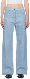 Msgm Blue Wide-leg Glitter Jeans In 84 Light Blue+silver