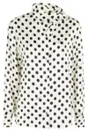 Msgm Polka Dot-print Gathered-detail Shirt In Off White
