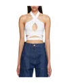 Msgm White Wrap Tank Top In Blue