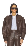 Msgm Bomber Jacket In Brown