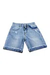 Msgm Worn-effect Denim Shorts In Light Blue In Denim
