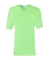 Msgm Bouclé Short-sleeve Jumper In Green