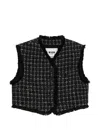 Msgm Bouclé Frayed Jacket In Black