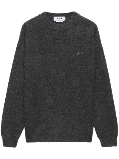 Msgm Bouclé Sweater In Grey