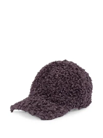 Msgm Bouclé-effect Baseball Cap In Burgundy