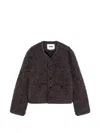 Msgm Bouclé-texture Leather-trim Jacket In Gray