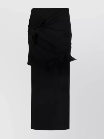 Msgm Bow A-line Midi Skirt With Knot Detailing In Black