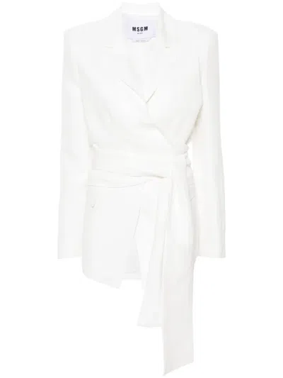 Msgm Bow-detail Blazer In White