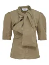 Msgm Bow-detail Blouse In Neutral