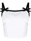 Msgm White Viscose Cropped Top With Bows In White