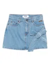 Msgm Bow-detail Denim Mini Straight Skirt In Blue