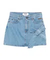 Msgm Bow-detail Denim Mini Straight Skirt In Blue