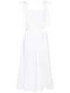 Msgm Bow-detail Midi Dress In White
