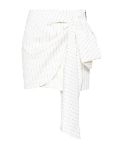 Msgm White Wool Skirt