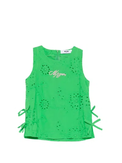 Msgm Bow-detail Top In Green