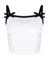 Msgm White Viscose Cropped Top With Bows In White