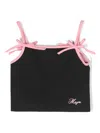 Msgm Bow-detailed Spaghetti-strap Top In Black