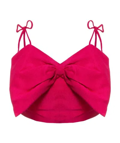 Msgm Bow-detailed Cropped Top