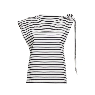 Msgm Bow-detailed Striped Sleeveless Top In Black
