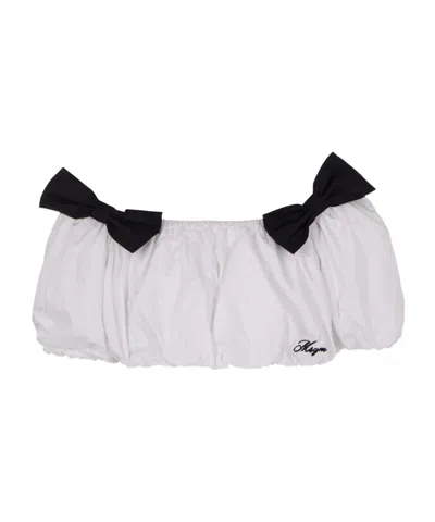 Msgm Bow-detailing Cropped Top In White