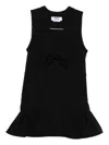 Msgm Sleeveless Black Dress With Deep V-neckline And Tie Detail In Black