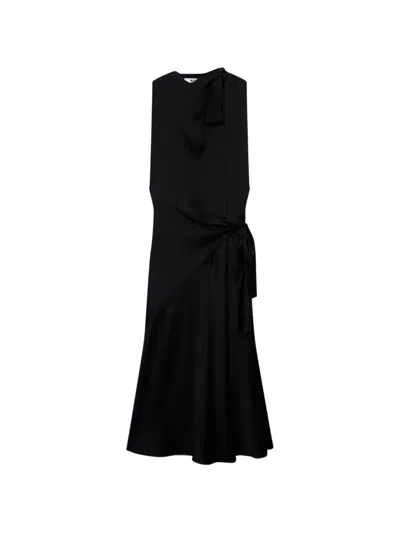 Msgm Bow Knot Midi Dress In Black