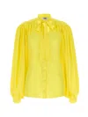 Msgm Bow Neck Shirt With Pleated Shoulders In Yellow