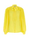 Msgm Bow Neck Shirt With Pleated Shoulders In Yellow
