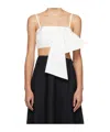 Msgm White Bow Tank Top In Black
