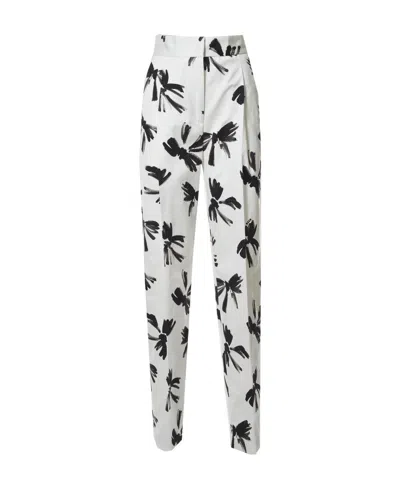 Msgm Printed Trousers In White