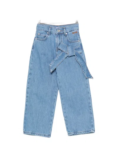 Msgm Kids' Bow-detail Jeans In Blue