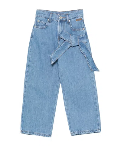 Msgm Bow-detail Jeans In Blue
