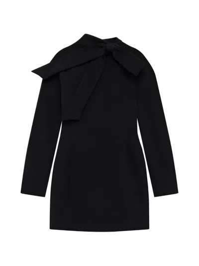 Msgm Bow-detail Open-back Mini Dress In Black