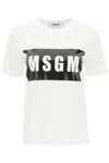 Msgm Logo Print Crewneck T-shirt In Optical White (white)
