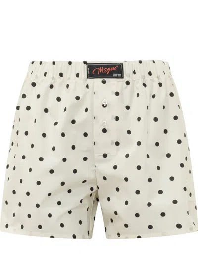 Msgm Boxer Shorts With Vita Technology And Polka Dot Print In Off White