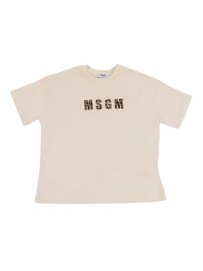 Msgm Kids' Boxy Jersey T-shirt Girl In Pink