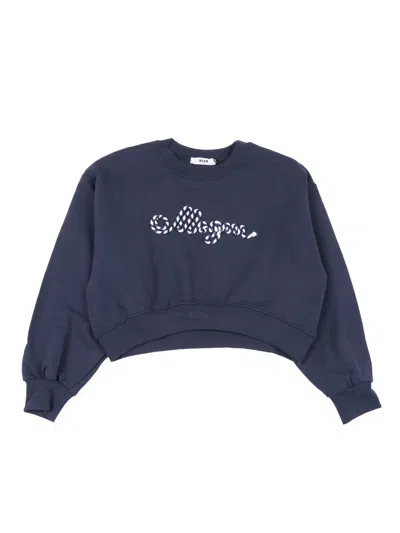 Msgm Kids'  Boxy Sweatshirt Girl In Blue