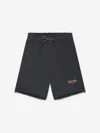 Msgm Distressed Finish Cotton Shorts In Grey