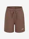 Msgm Logo-print Track Shorts In Brown