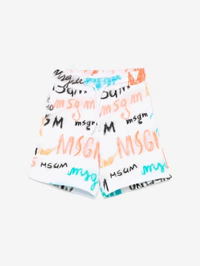 Msgm Kids' Boys Logo Bermuda Shorts In White