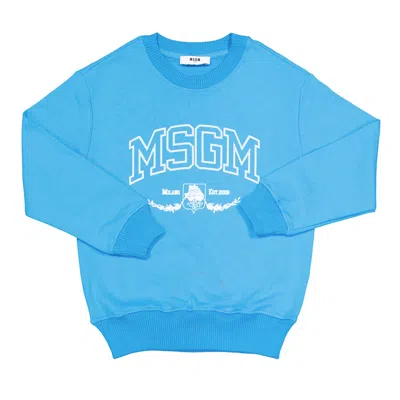 Msgm Kids'  Boys Logo-print Cotton Sweatshirt In Green