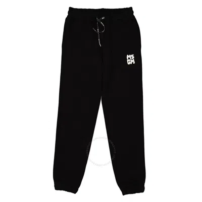 Msgm Boys Nero Logo Embroidered Track Pants In Black