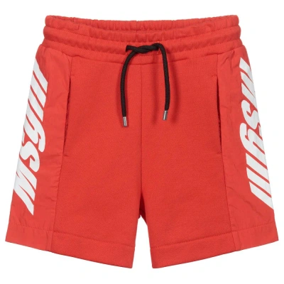 Msgm Kids'  Boys Red Cotton Jersey Shorts