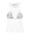 Msgm Bra-print Sleeveless Tank Top In White