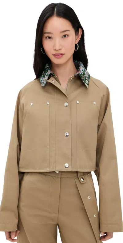 Msgm Brocade Collar Jacket Beige In Sand