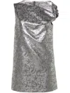 Msgm Brocade-effect Minidress In Silver